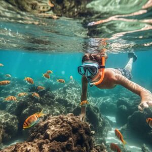 Photo of a child snorkeling.